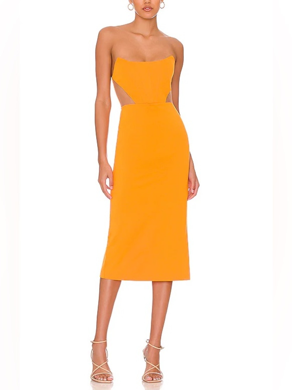 NBD Leighton midi dress in orange NWT Small